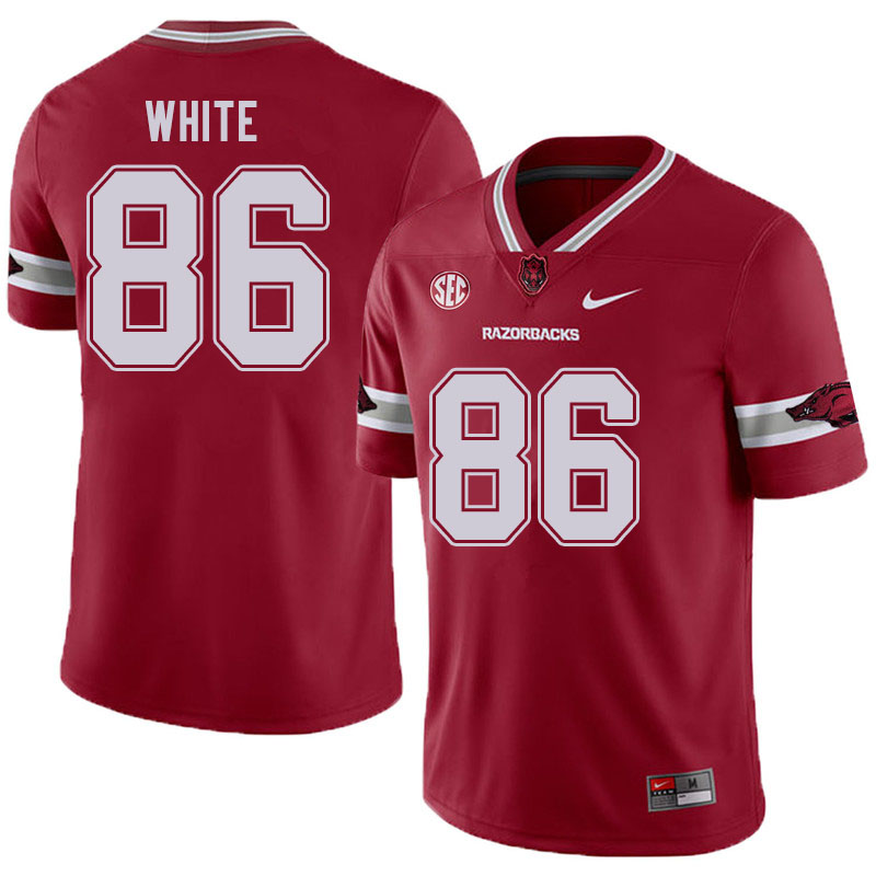 Men #86 John David White Arkansas Razorbacks College Football Jerseys Sale-Alternate